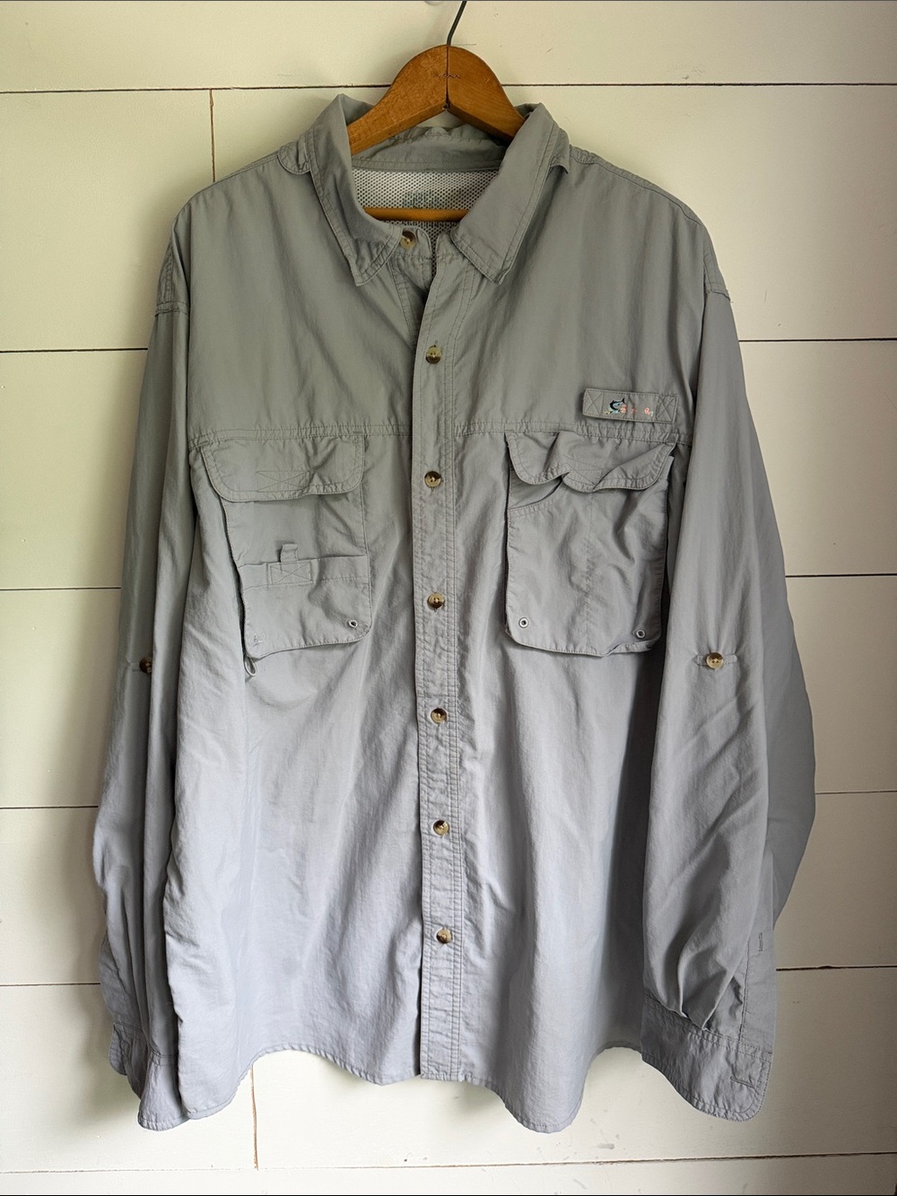 World Wide Sportsman Grey Long Sleeve Mesh Vented Fishing Shirt Size XL